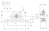 Pillow Block YS Series - Line Drawing